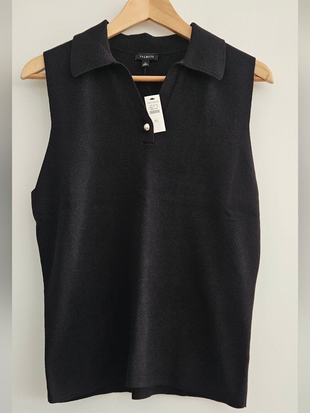 Talbots Black Sleeveless Polo Size XL NWT